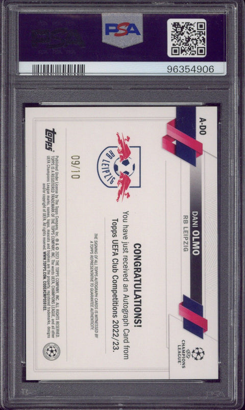 2022-23 Topps UCC Dani Olmo Icy Black Autograph /10 #ADO PSA 9 AUTO 10