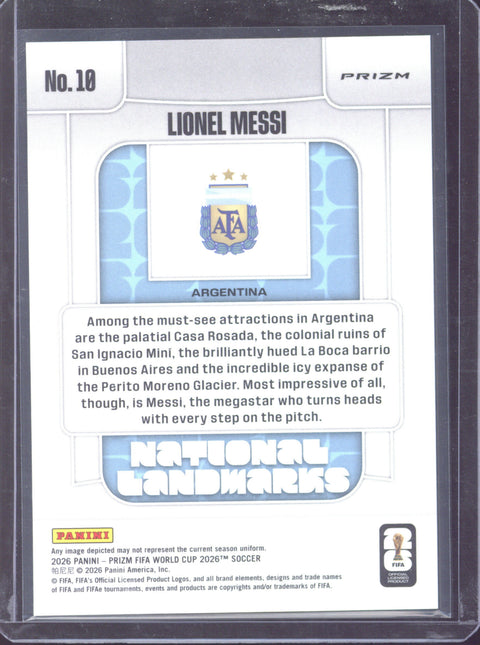 2026 Panini Prizm FIFA World Cup 2026 Lionel Messi National Landmarks #10
