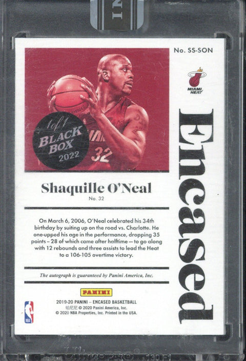 2019-20 Panini Encased Basketball Shaquille O'Neal Scripted Autograph 1/1 Black Box