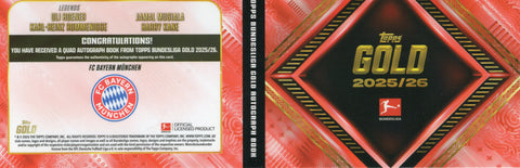 2025/26 Topps Gold FC Bayern Munchen Uli Hoeneb Karl-Heinz Rummenigge Jamal Musala Harry Kane Quad Auto /5