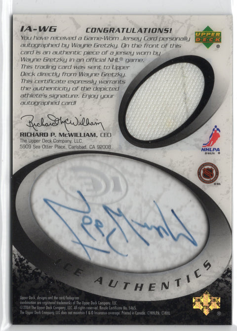 2004 Upper Deck Wayne Gretzky Ice Authentics Autograph Relic #IA-WG