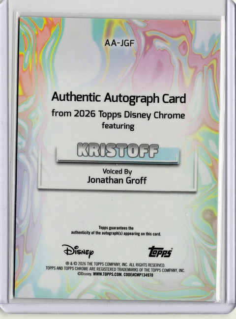 2026 Topps Chrome Disney Kristoff Voiced By Jonathan Groff Autograph /25 #AA-JGF