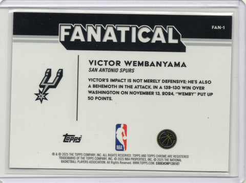 2025 Topps Chrome Basketball Victor Wembanyama Fanatical #FAN-1
