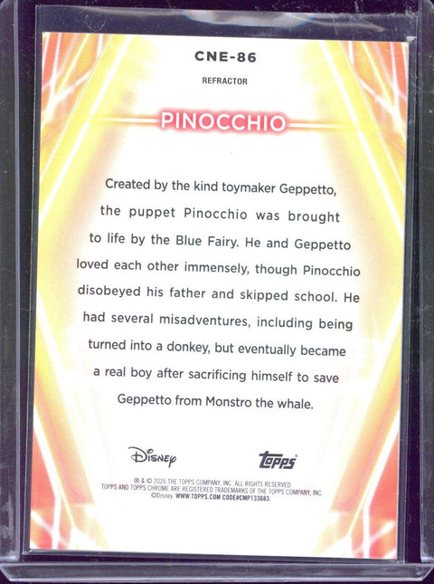 2026 Topps Chrome Disney Neon Pinocchio /199 #CNE-86