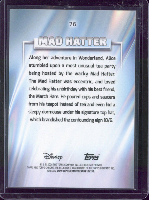2026 Topps Chrome Disney Mad Hatter Orange Sapphire /25 #76