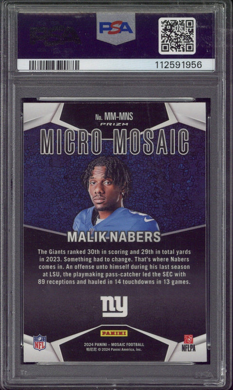 2024 Panini Mosaic Malik Nabers RC Micro Mosaic #MMMNS PSA 10