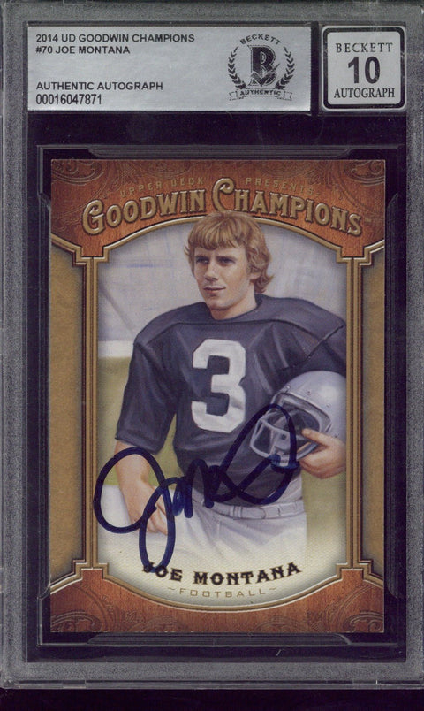 2014 Upper Deck Goodwin Champions Joe Montana Authenthic Autograph #70 BGS Autograph 10