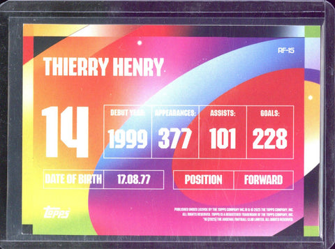 2025-26 Topps Arsenal Team Set Thierry Henry Rainbow Flick #RF-15