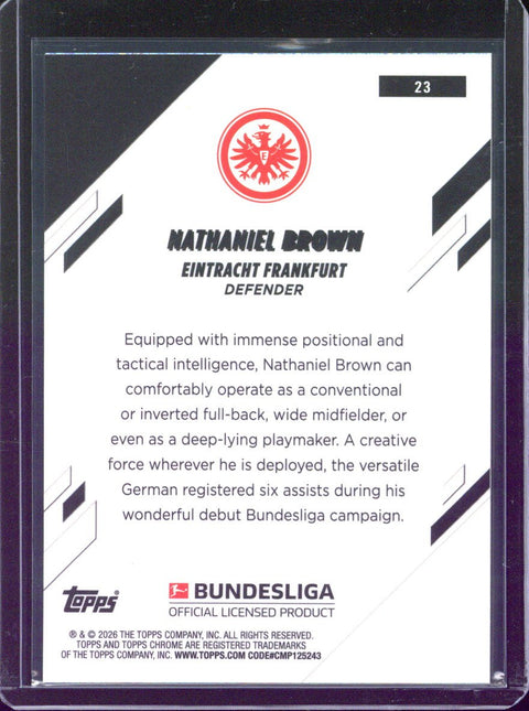 2025-26 Topps Chrome Bundesliga Nathaniel Brown Red Mini Diamond Refractor /5 #23