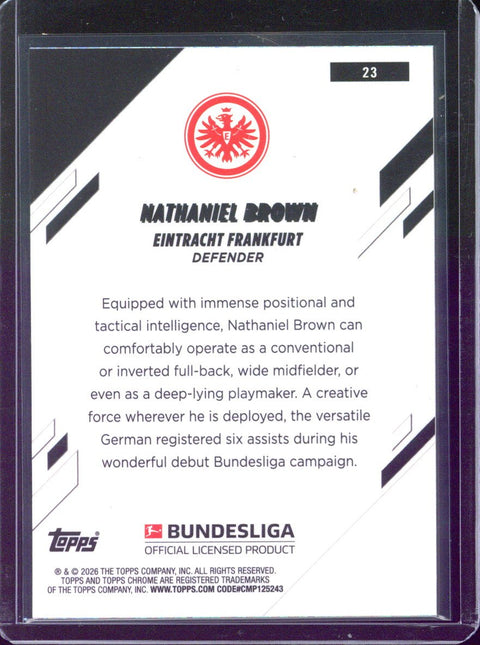 2025-26 Topps Chrome Bundesliga Nathaniel Brown White Mini Diamond Refractor /30 #23