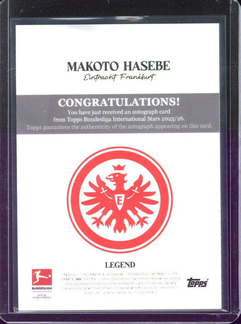 2025-26 Topps Bundesliga International Stars Makoto Hasebe Legend Autograph /10