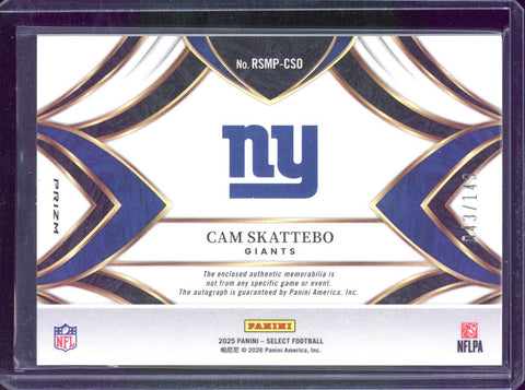 2025 Panini Select Football Cam Skattebo Autograph Relic /149 #RSMP-CSO