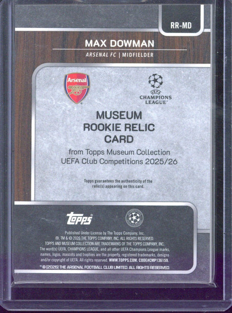 2025-26 Topps Museum UCC Max Dowman RC Patch /25 #RR-MD