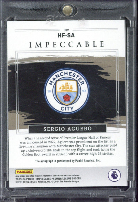 2023-24 Panini Impeccable Premier League Sergio Aguero Hall of Fame Autograph /10 #HA-SA