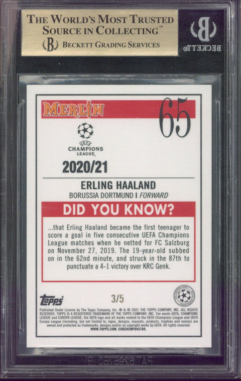 2020-21 Topps Merlin UCL Erling Haaland Red Wave #65 BGS 9.5