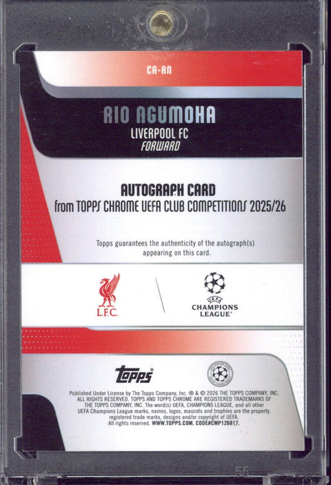 2025-26 Topps Chrome UEFA RC Rio Ngumoha Liverpool FC Autograph #CA-AN /5